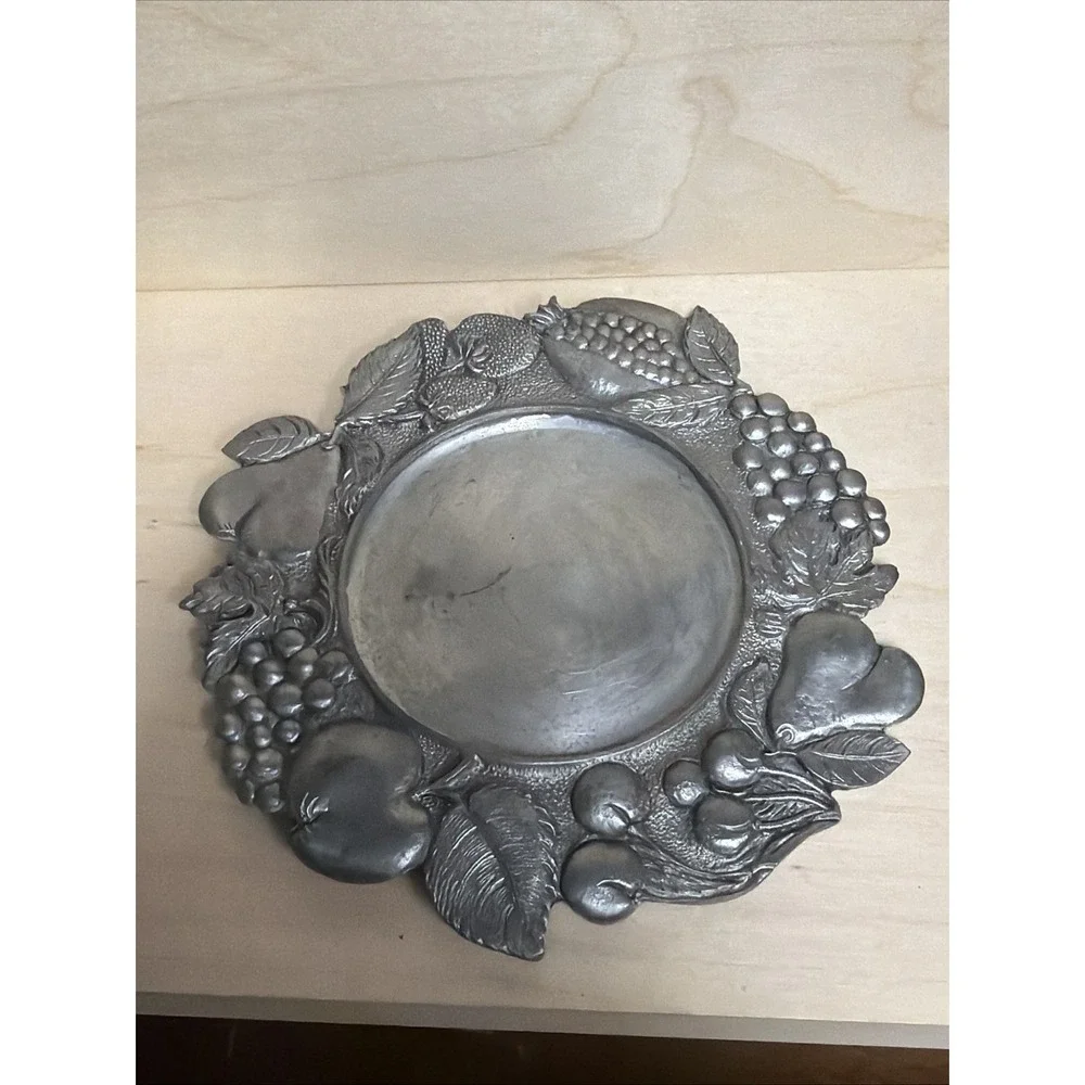 Fruit Pewter‎ Wine Coaster Plate Candle Holder Italy